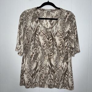 Chico’s Easywear Women’s Slinky Printed Top Short Sleeve Size 2 Large
